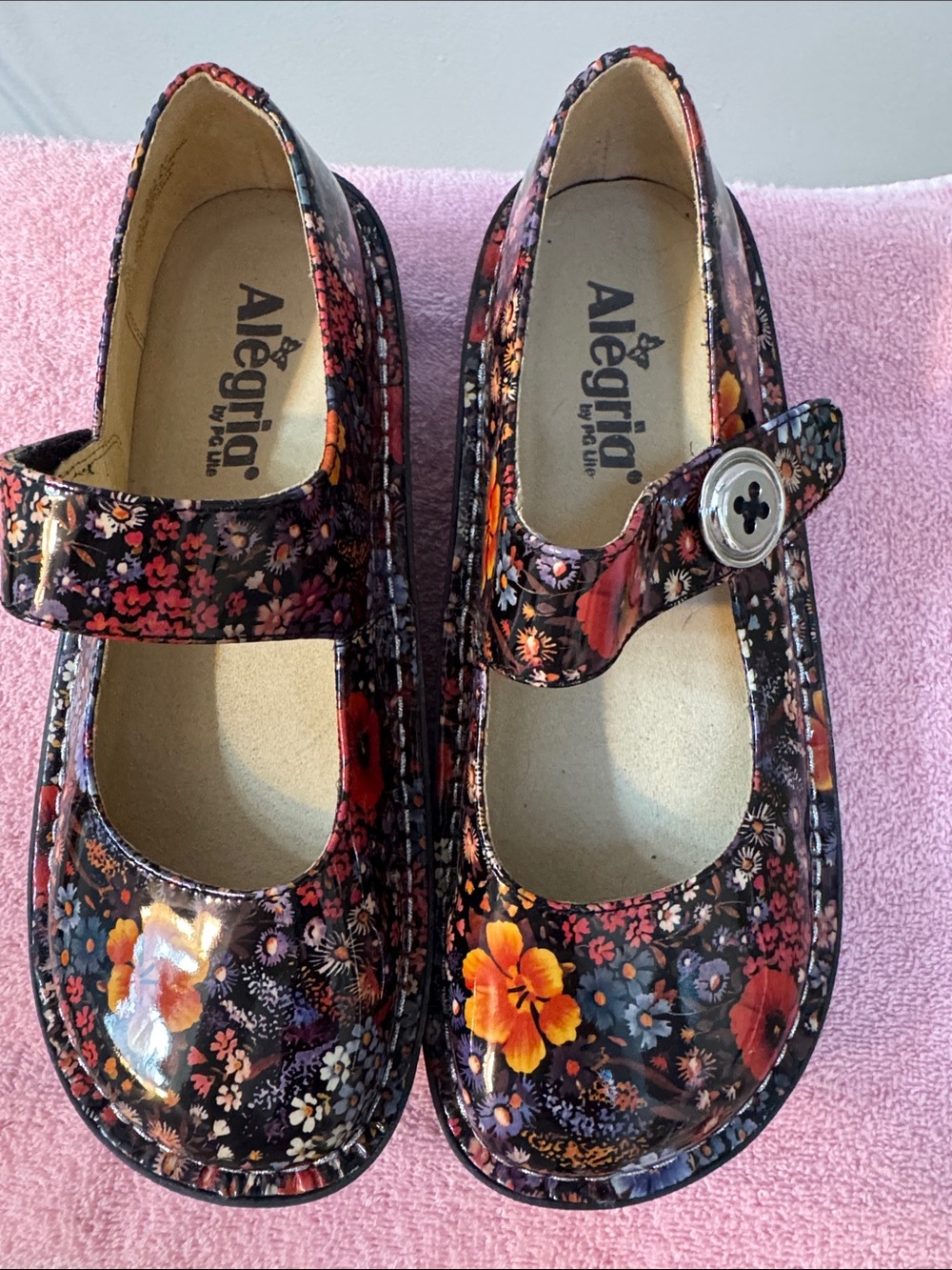 Alegria Paloma Midnight Garden Floral Mary Janes 37 US 6.5